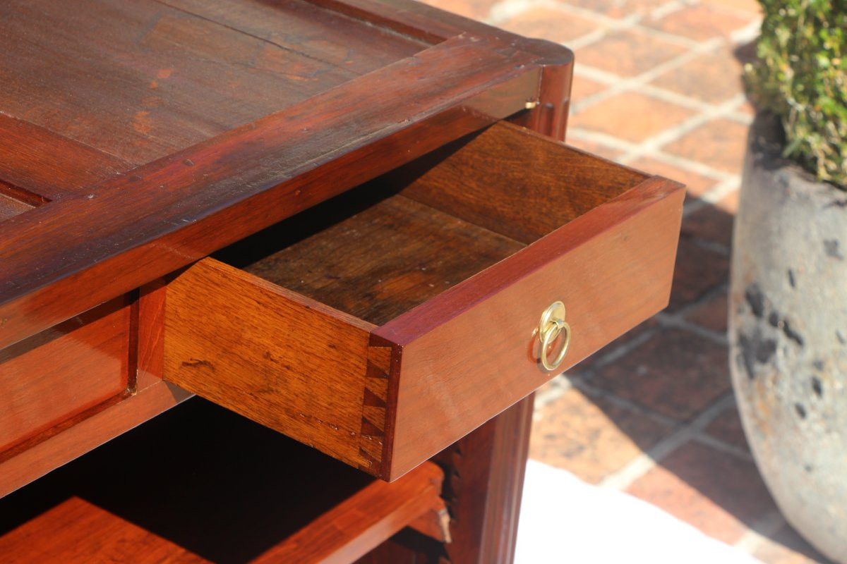 Low Sideboard In Solid Mahogany Stamped Chavignau-photo-3