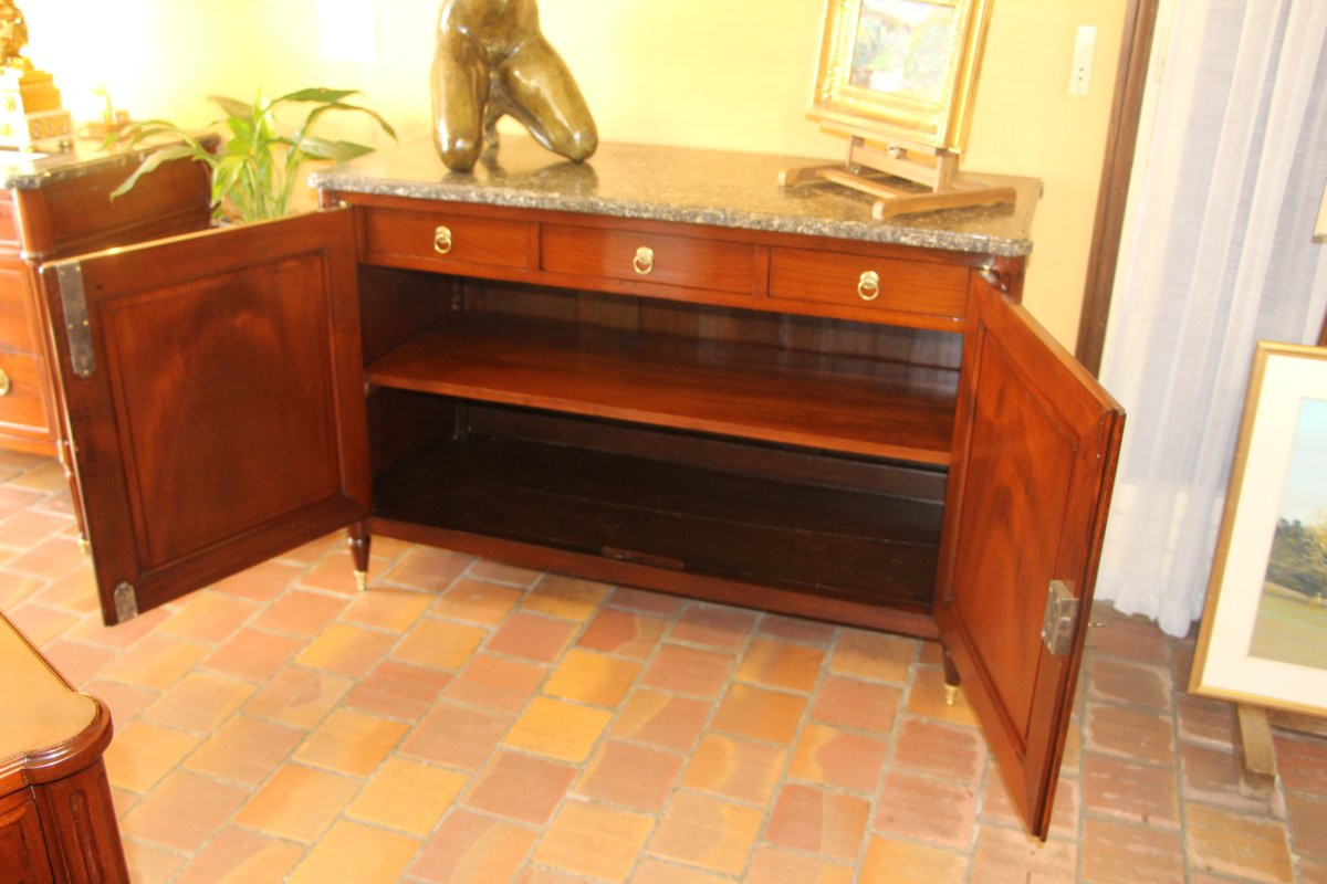Low Sideboard In Solid Mahogany Stamped Chavignau-photo-1