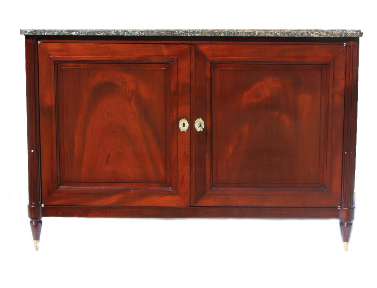 Low Sideboard In Solid Mahogany Stamped Chavignau