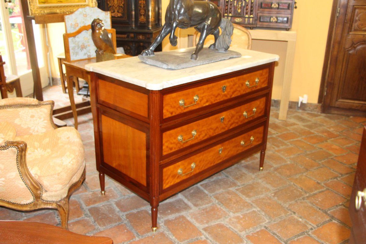 Commode d'époque Louis XVI en acajou et citronnier-photo-2
