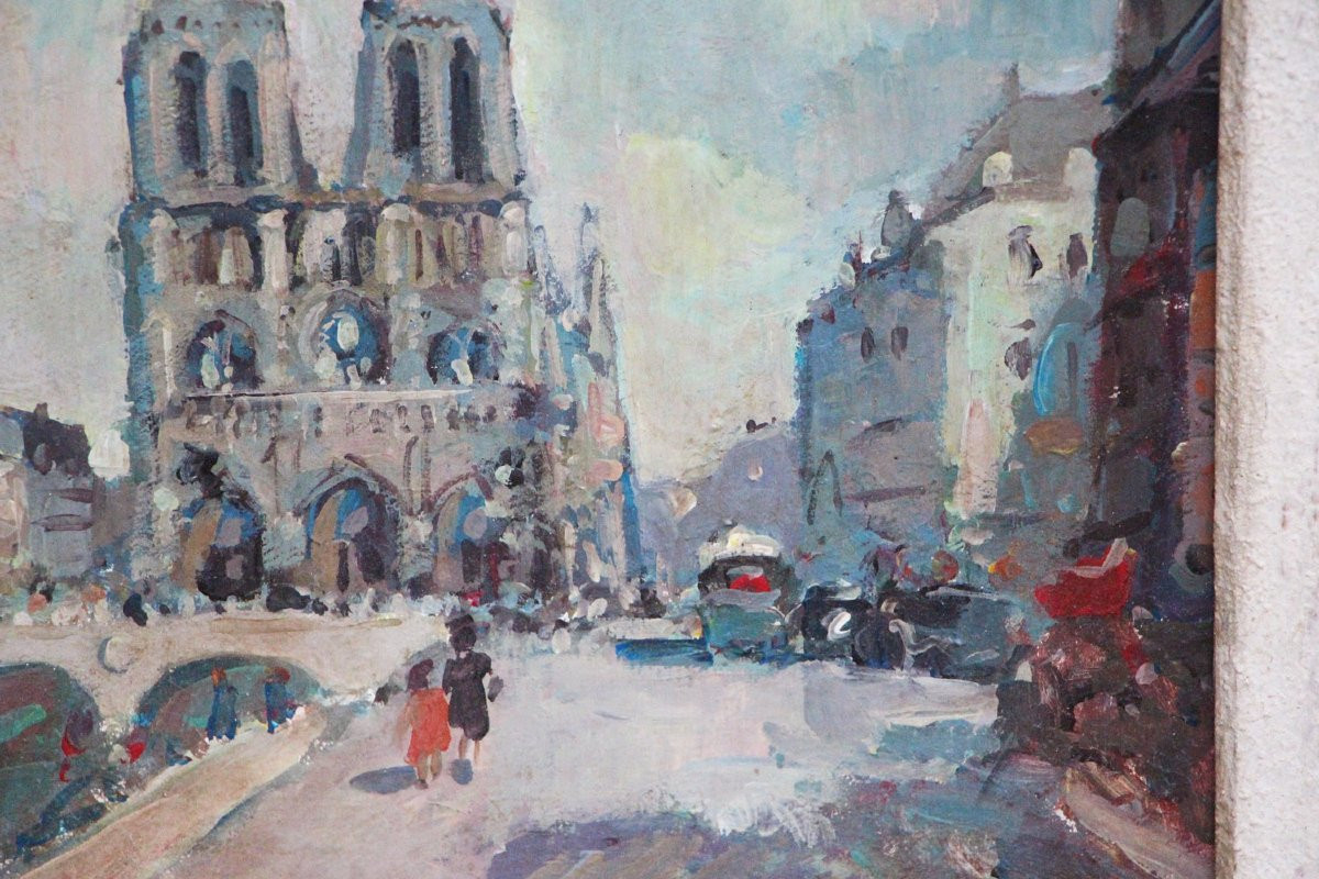 Notre-Dame de Paris, huile sur toile signée STEIN-photo-3