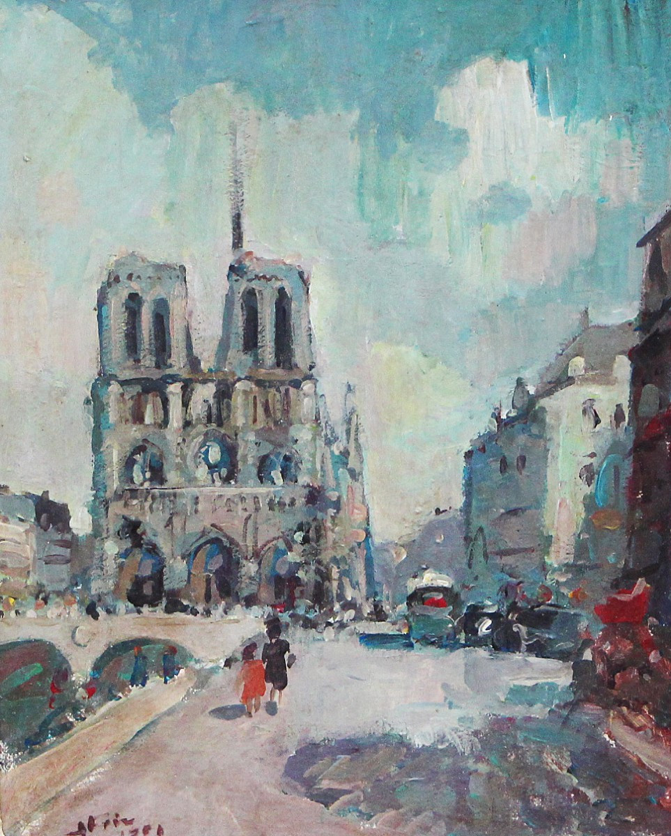 Notre-Dame de Paris, huile sur toile signée STEIN