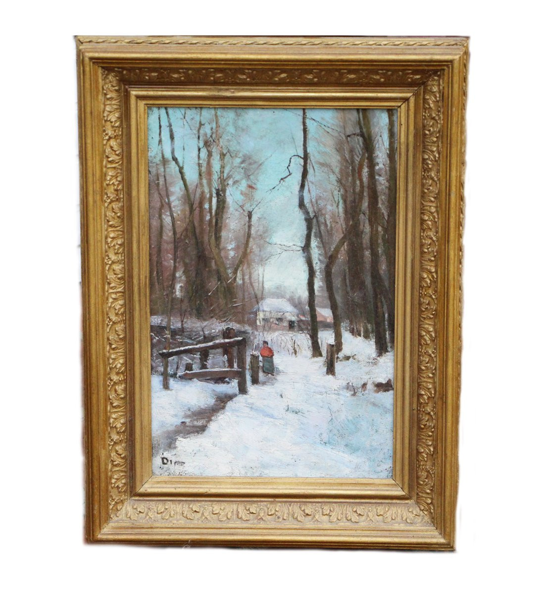 Ecole Française ou de l’Est fin XIXème début XXème Paysage de neige  -photo-3