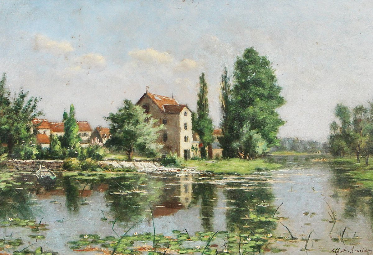 Alfred BOUCHER (1850-1934) Le moulin de Serbonne, vallée du Grand Marin (circa 1870-1880)-photo-2