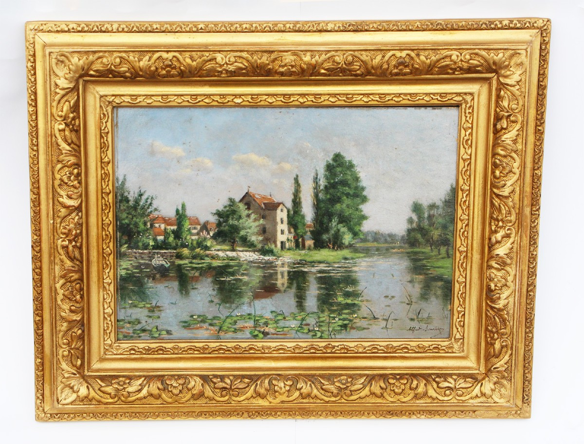 Alfred BOUCHER (1850-1934) Le moulin de Serbonne, vallée du Grand Marin (circa 1870-1880)