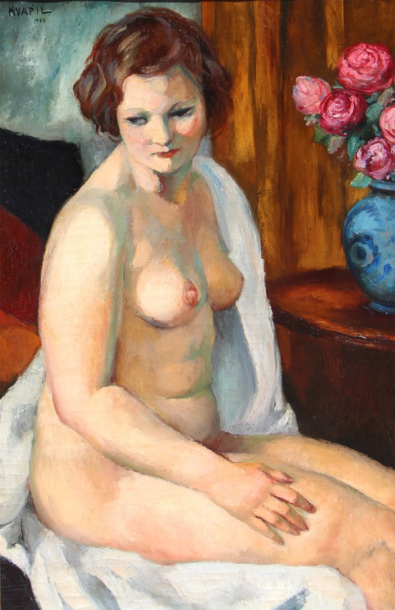 Charles Kvapil (1884-1957) Seated Nude With White Drapery (1926)
