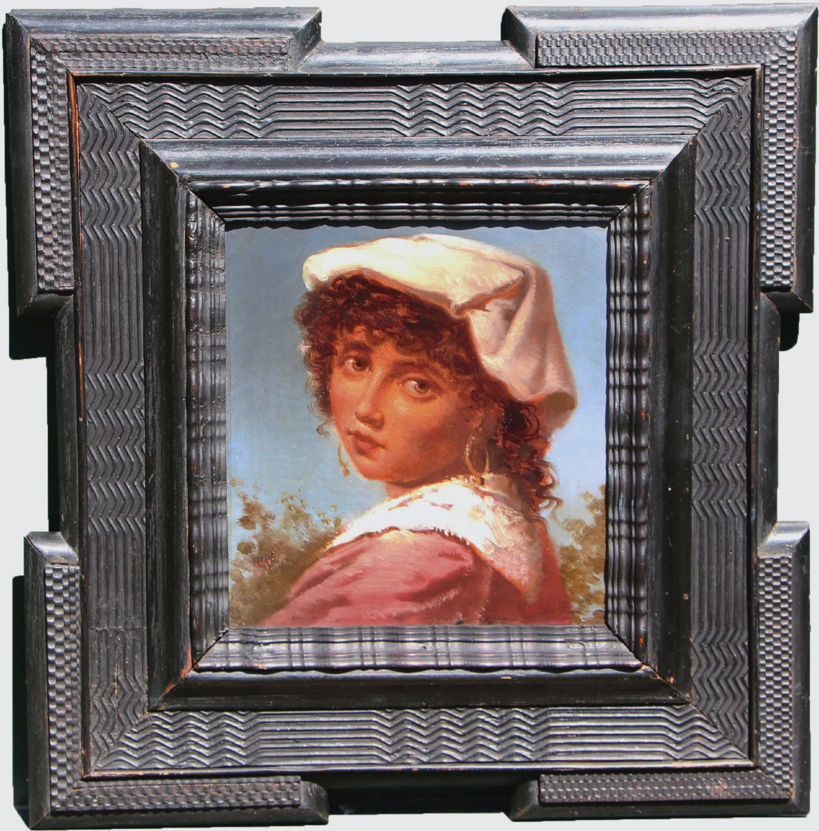 Cesare PORTA (XIX) École romaine, milieu du XIXᵉ siècle Portrait d’une jeune Ciociara 
