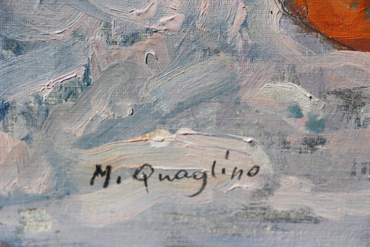Massimo QUAGLINO (1899-1982) Natura morta fondo bleu -photo-4