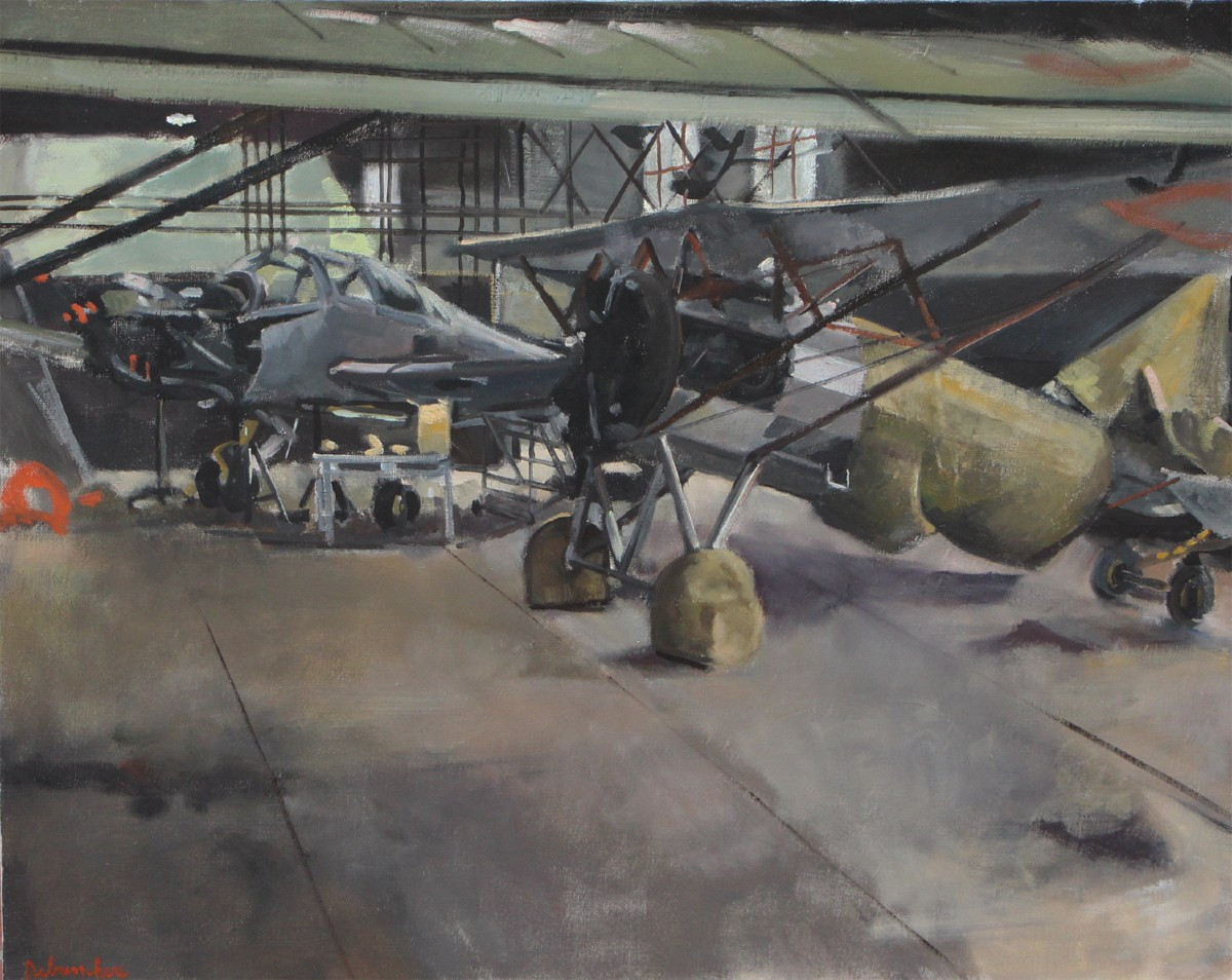 Christoff Debusschère,  Peintre officiel de la Marine,  Le hangar de Mondésir 1990