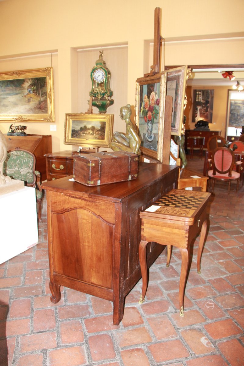 Commode galbée en noyer d’époque Louis XVestampillée Thuillier-photo-3