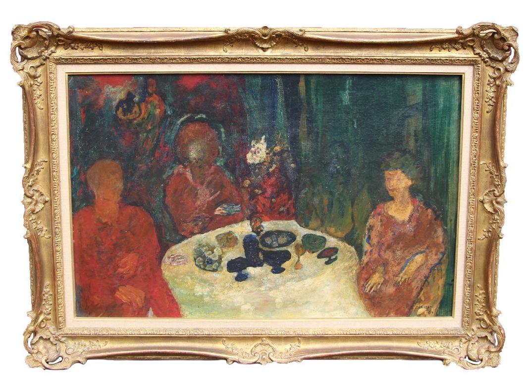 Charles MARCON (1920-2019) Diner sur fond rouge, 1960