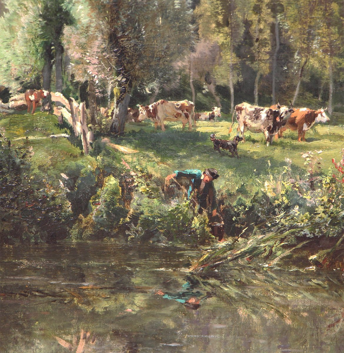 Alexandre René VERON (1826-1897) Les bords du Morin à Crécy-en-Brie, 1873-photo-2