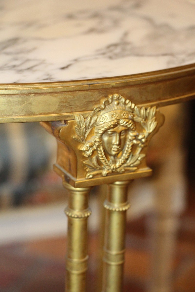 Gilt Bronze Pedestal Table, In The Taste Of Adam Weisweiler (1744-1820).-photo-2