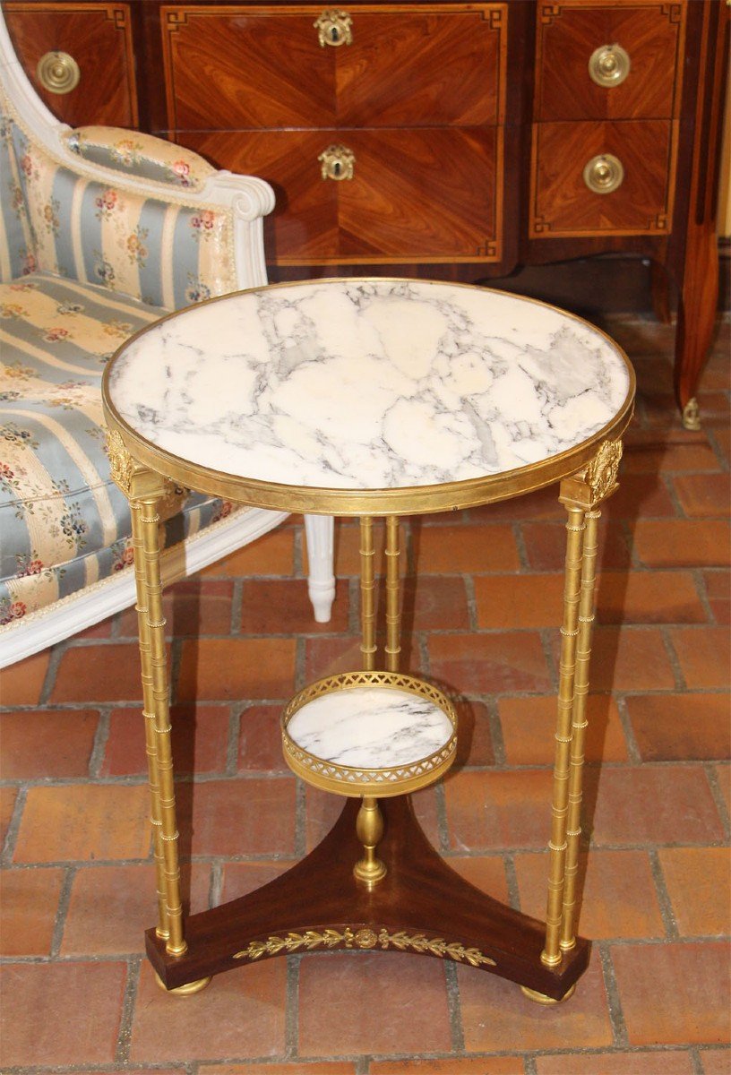 Gilt Bronze Pedestal Table, In The Taste Of Adam Weisweiler (1744-1820).-photo-4