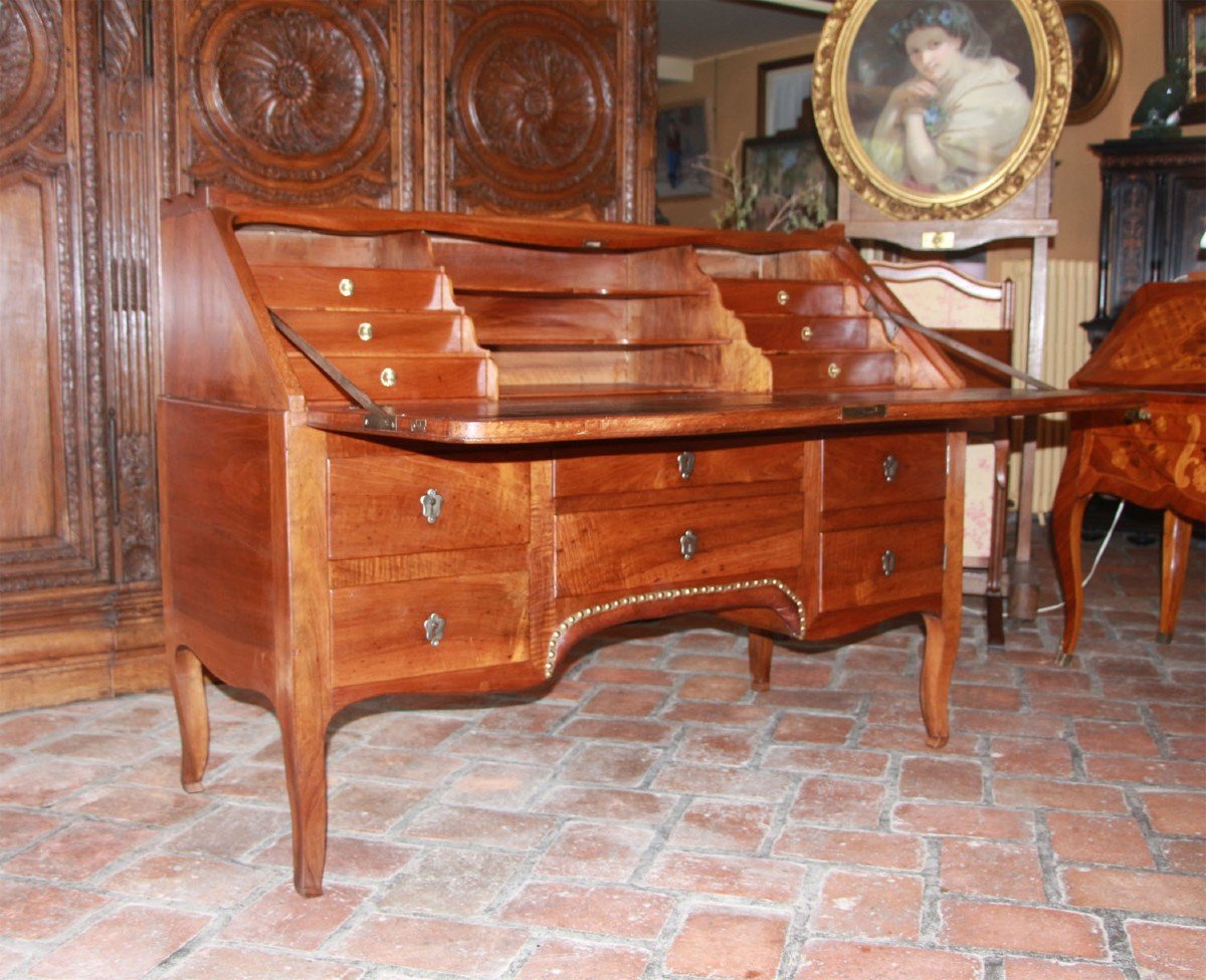 Rare And Imposing Slope Desk Said “donkey Back” From The 18th Century,-photo-4