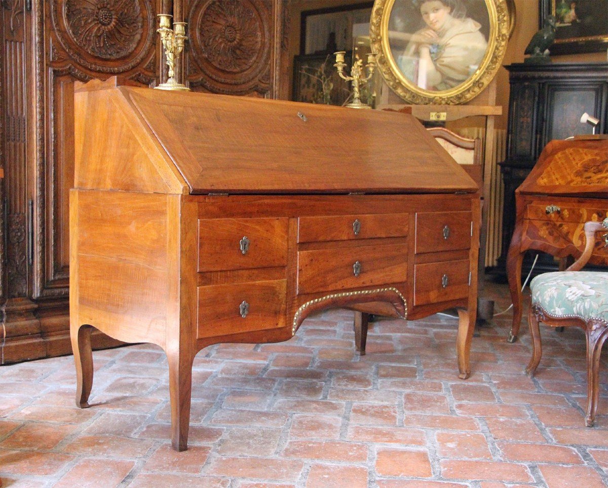 Rare And Imposing Slope Desk Said “donkey Back” From The 18th Century,-photo-2