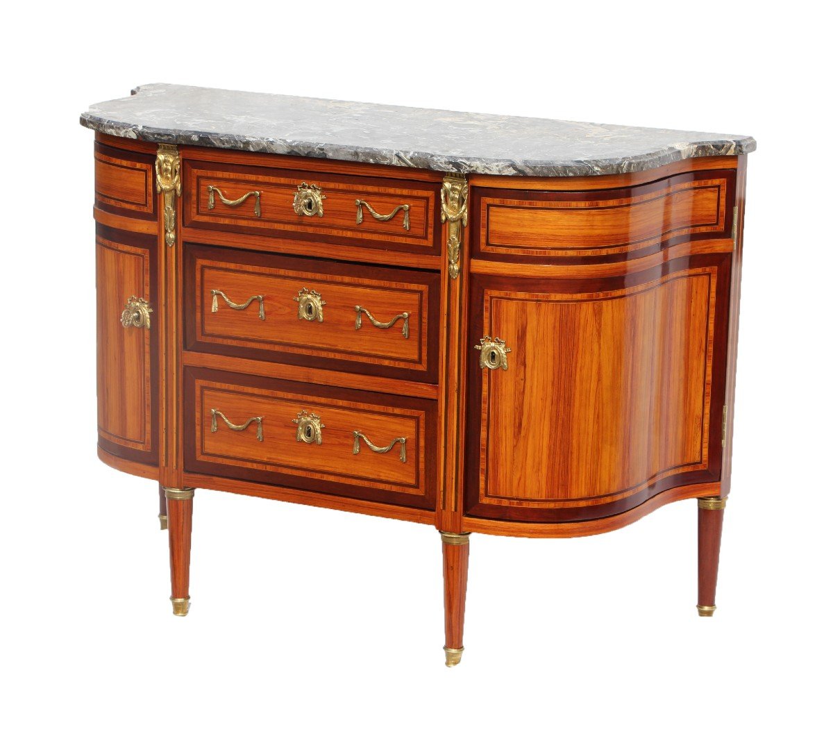Half-moon Commode With Curved Sides From The Louis XVI Period-photo-2