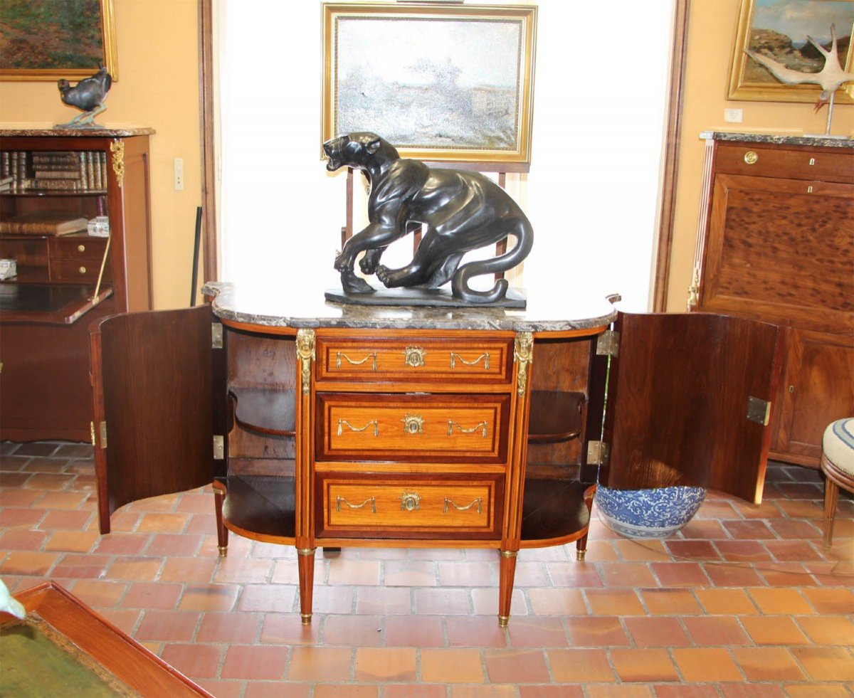 Half-moon Commode With Curved Sides From The Louis XVI Period-photo-4