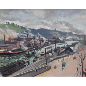 Jean Texcier (1888-1957) Rouen, Vue Sur Bon Secours (circa 1930) 