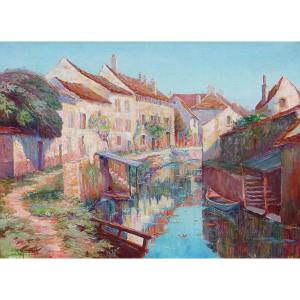 Achille Gaston Marchal (1874 –xxème) Le Quai Des Tanneries à Crécy 