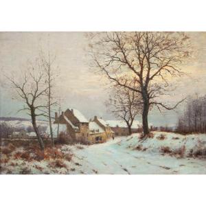 Jean Eugène Julien Massé (1856-1950) Snow Effect, Villenauxe, Dawn