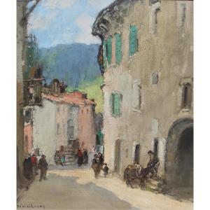 Louis Marie Désiré-lucas  (1869-1949) Une Rue à l'Escarène  (circa 1924-1930)  