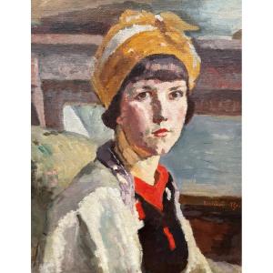 Bertrand Py (1895-1973) Portrait Of Woman With Yellow Turban (circa 1940)