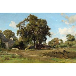 Henri Zuber (1844-1909) Farm In Normandy Or Ille-et-vilaine 