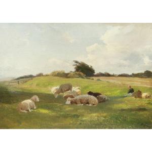 Henri Zuber (1844-1909), Shepherdess And Her Sheep