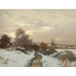Joseph Paul Meslé (1855-1927) Chamigny Under The Snow 