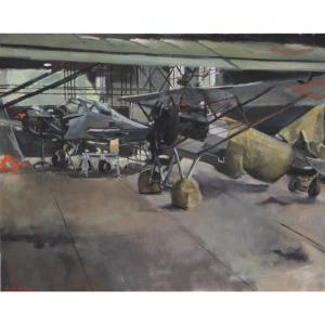 Christoff Debusschère, Peintre Officiel De La Marine, Le Hangar De Mondésir 1990