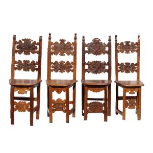 Italian Walnut Chairs From The 17th Century