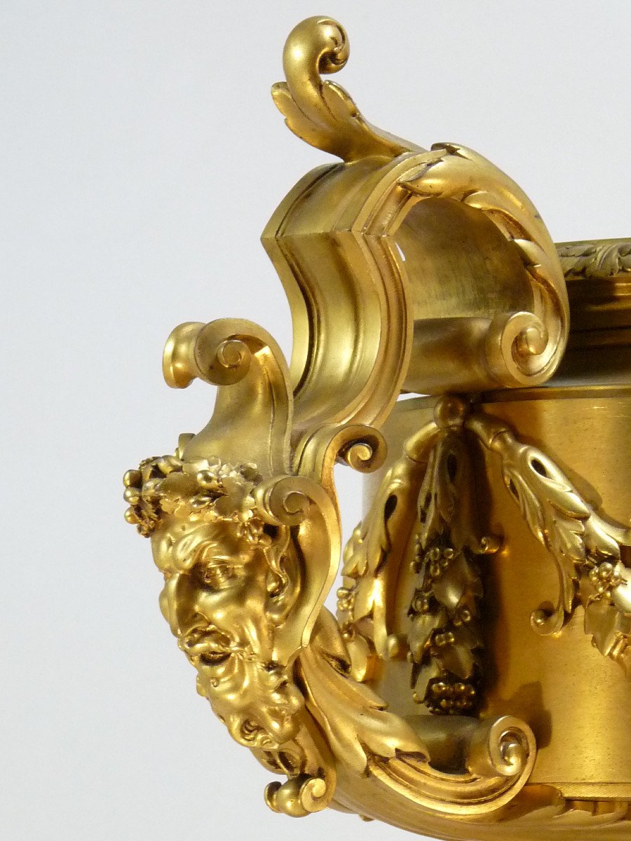 Jardiniere Or Centerpiece Signed Barbedienne, Gilded Bronze-photo-4