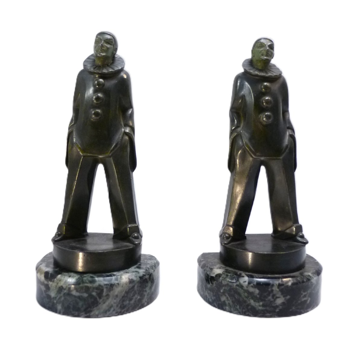 Pair Of "pierrots" Bookends By Max Le Verrier-photo-1