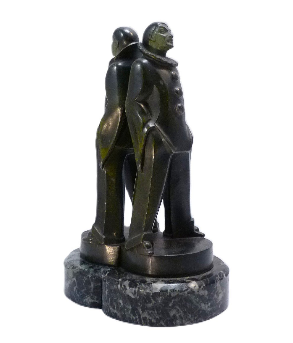 Pair Of "pierrots" Bookends By Max Le Verrier-photo-2