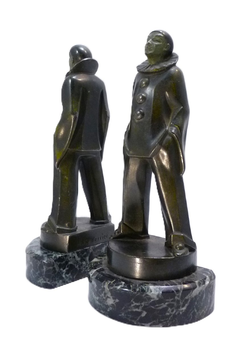 Pair Of "pierrots" Bookends By Max Le Verrier-photo-6