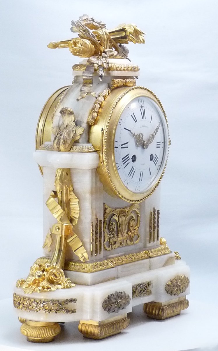 Raingo Frères, pendule de style Louis XVI onyx et bronze doré-photo-3