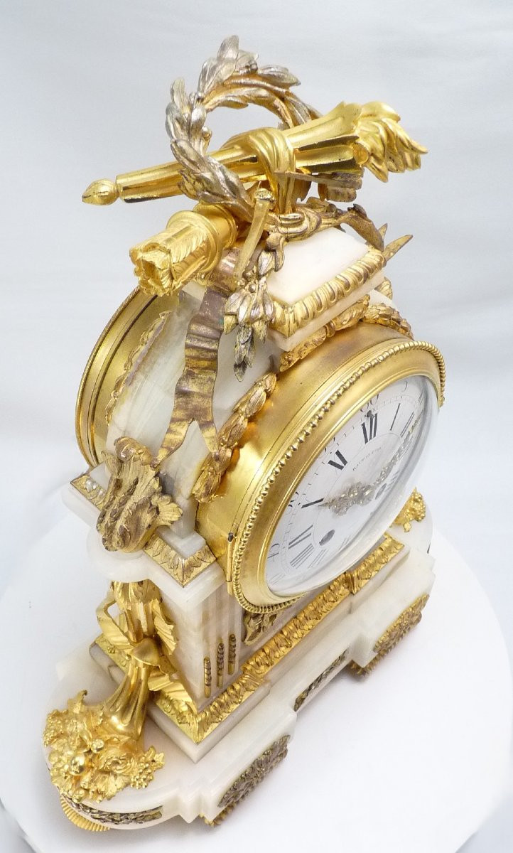 Raingo Frères, pendule de style Louis XVI onyx et bronze doré-photo-7