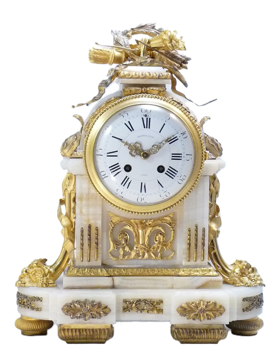 Raingo Frères, Louis XVI Style Onyx And Gilt Bronze Clock