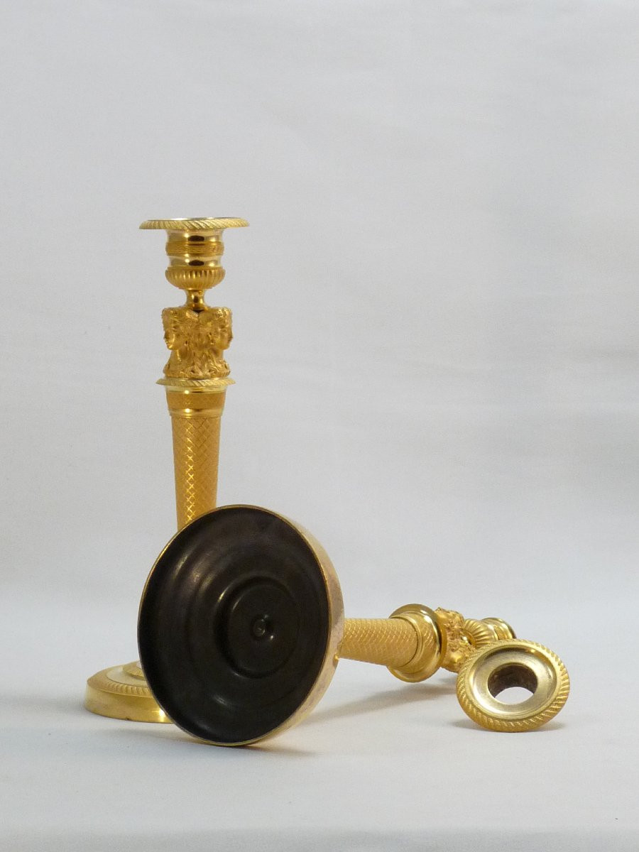 Paire de flambeaux, modèle de Claude Galle, époque Empire-photo-2