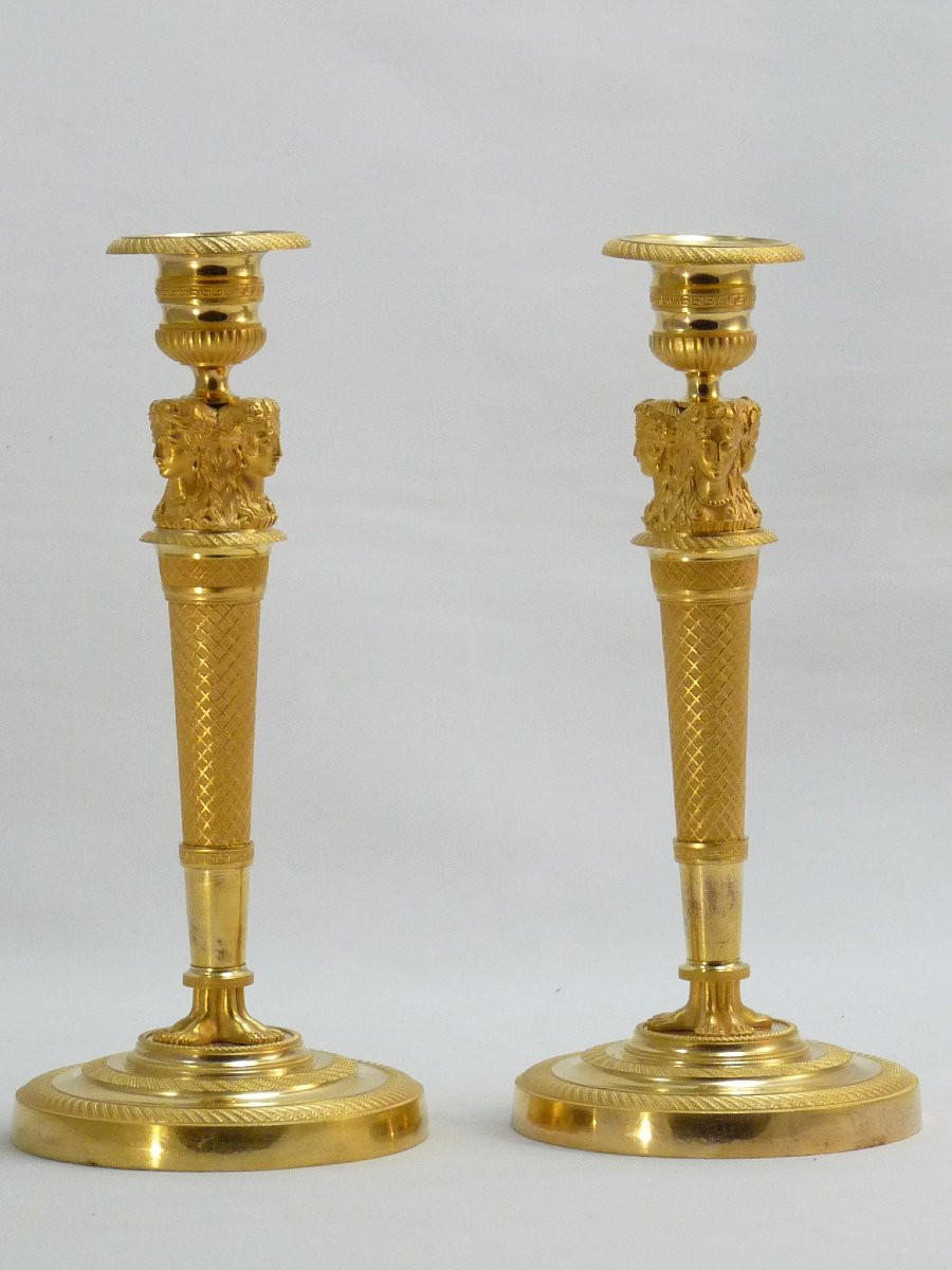 Paire de flambeaux, modèle de Claude Galle, époque Empire-photo-2