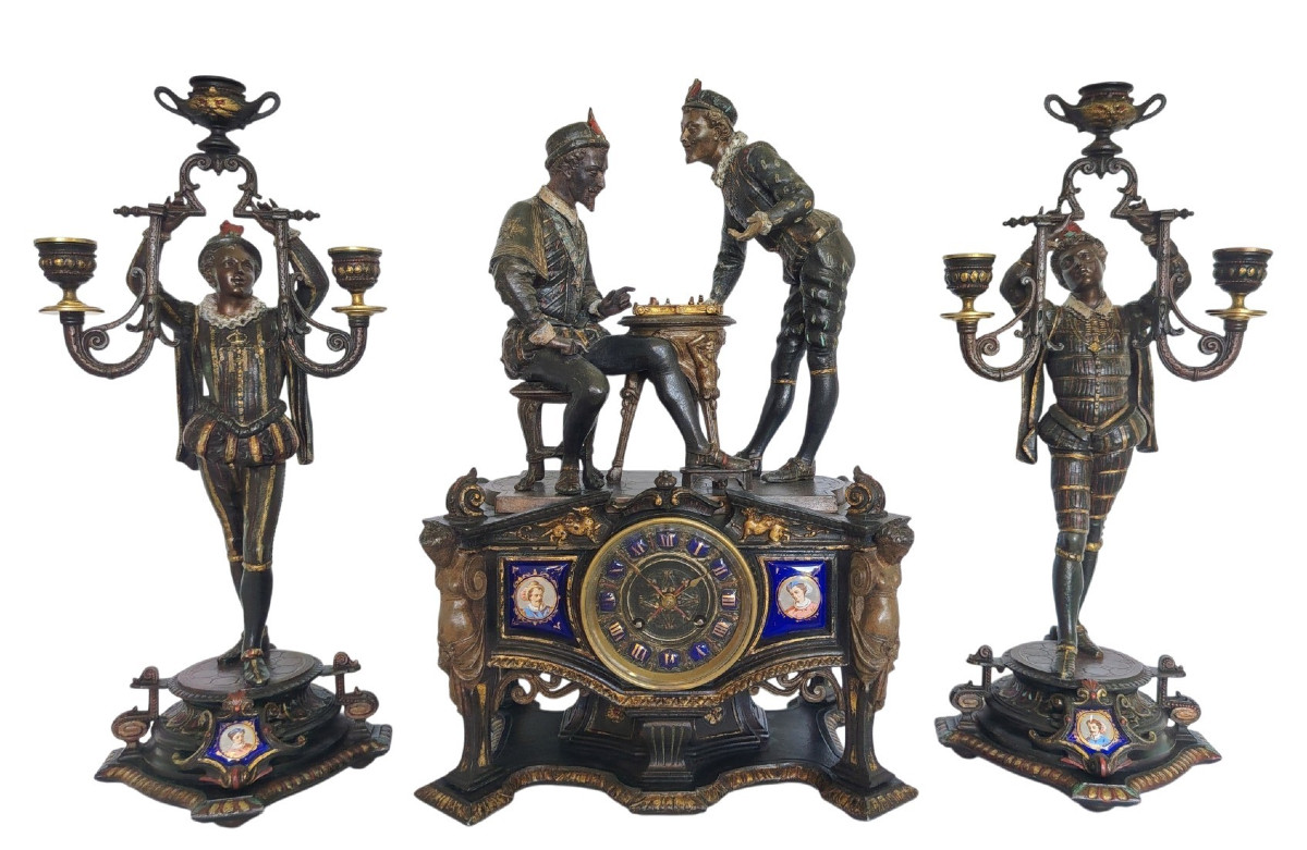 Garniture de chemin&eacute;e Henri III et ses mignons