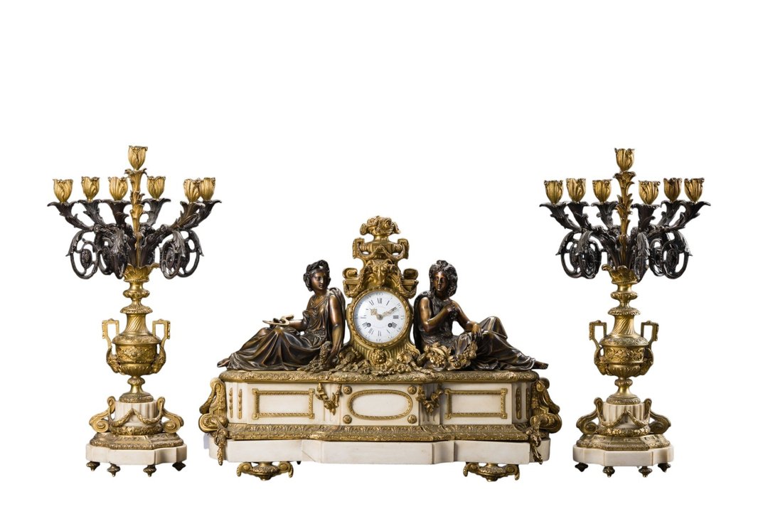 BALLIMAN - Garniture de cheminée Napoléon III