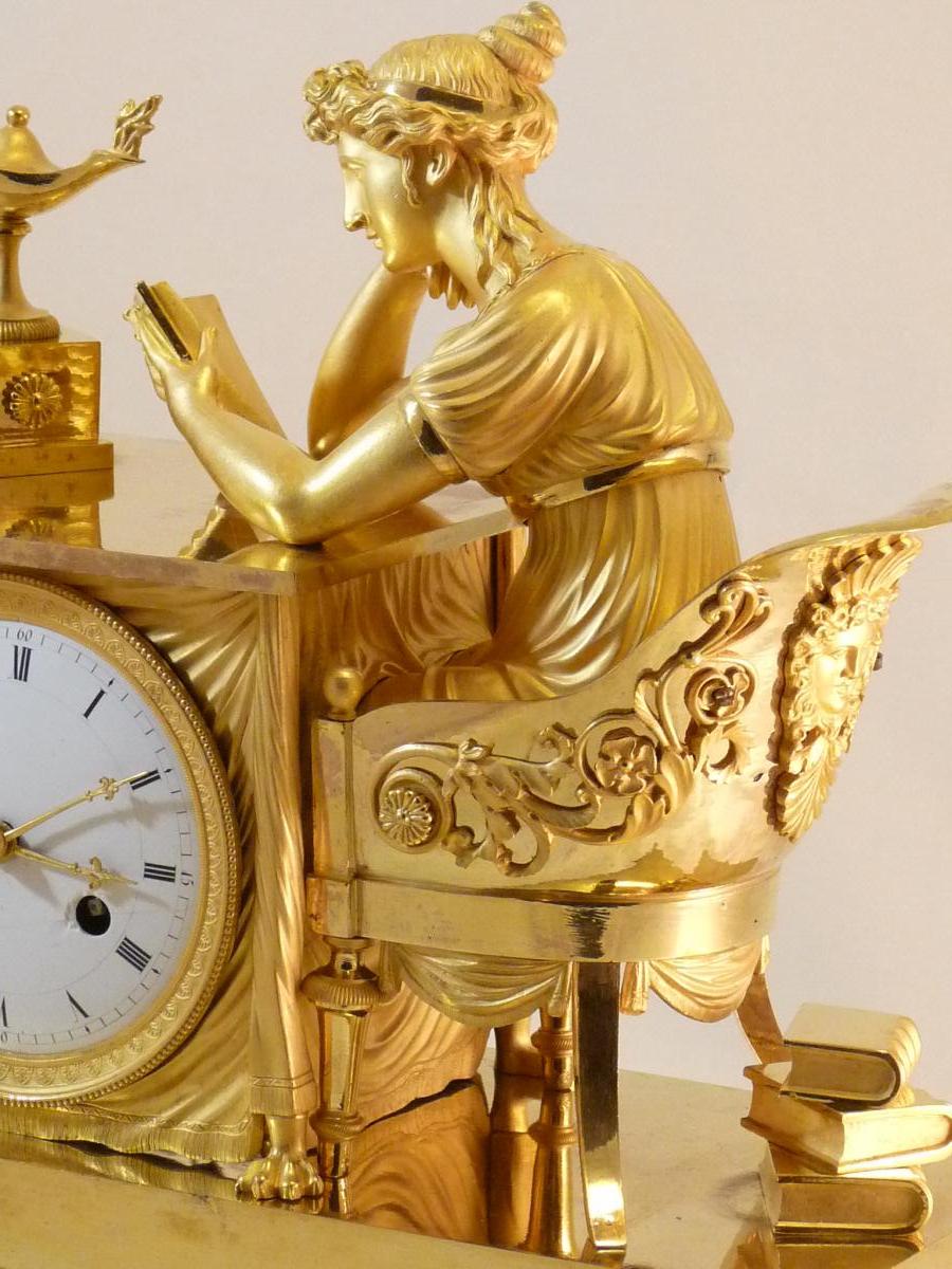 Pendule "la Liseuse" d'époque Empire Rare Modèle Liseuse à Droite-photo-2