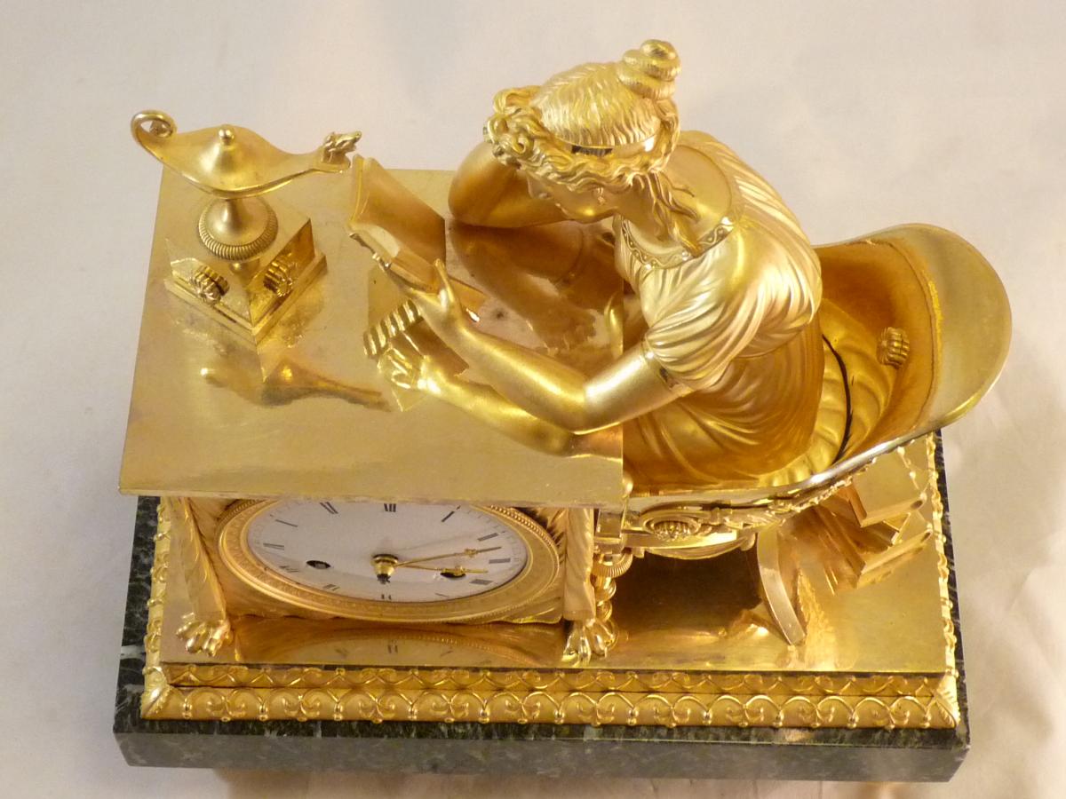 Pendule "la Liseuse" d'époque Empire Rare Modèle Liseuse à Droite-photo-2