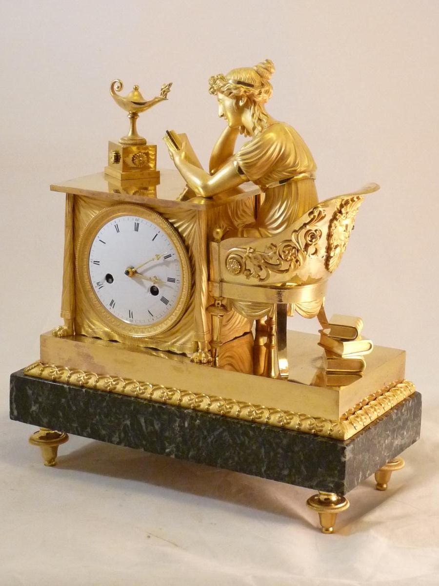 Pendule "la Liseuse" d'époque Empire Rare Modèle Liseuse à Droite-photo-4