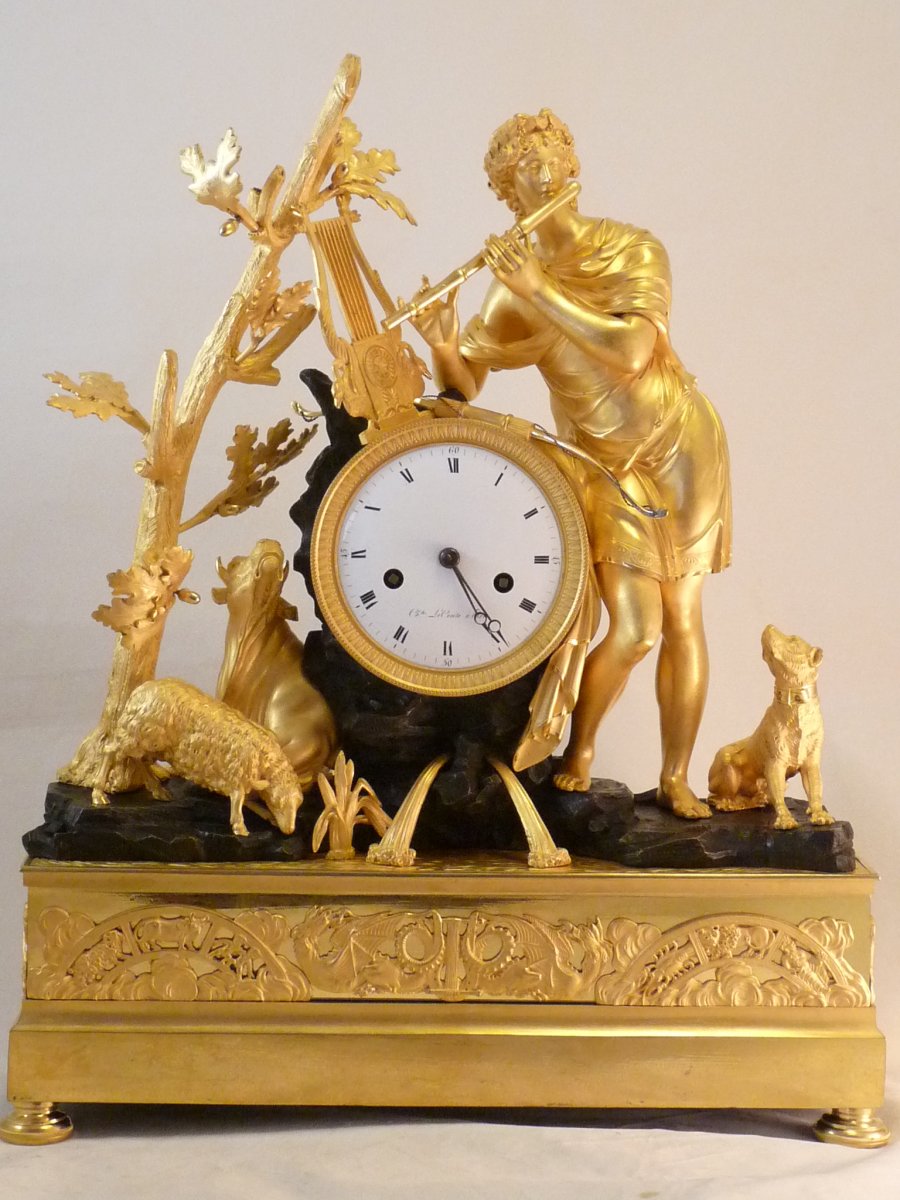 Pendule Empire Orphée Charmant Les Animaux
