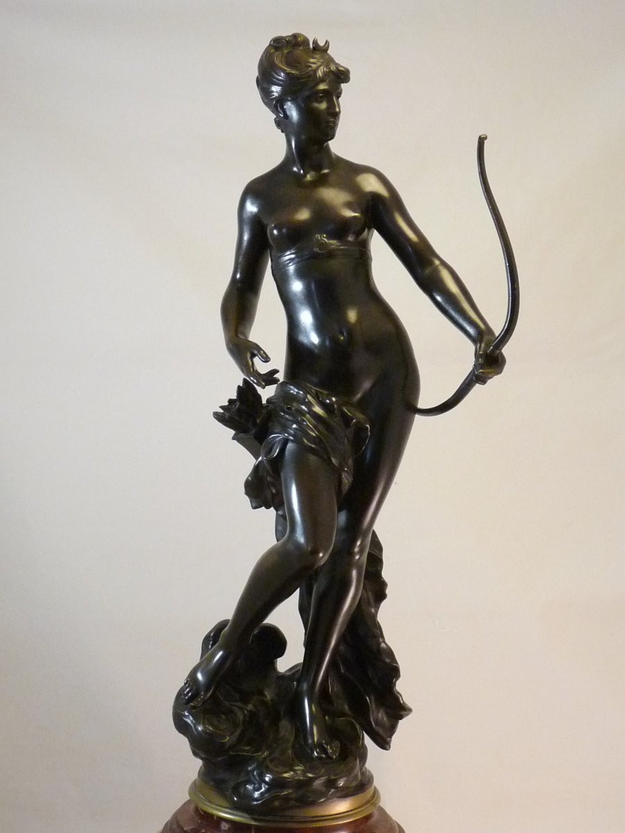 Pendule Diane Chasseresse Signée Mathurin Moreau 95 CM-photo-6