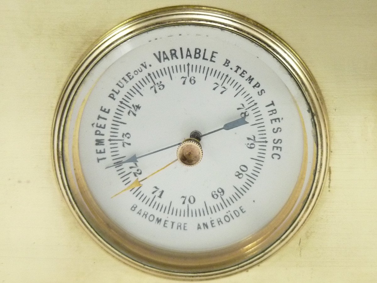 Desk Compendium Circa 1915: Pendulum, Barometer, Two Thermometers And A Compass-photo-3