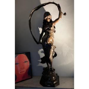 Bronze By Auguste Moreau: "the Breeze"